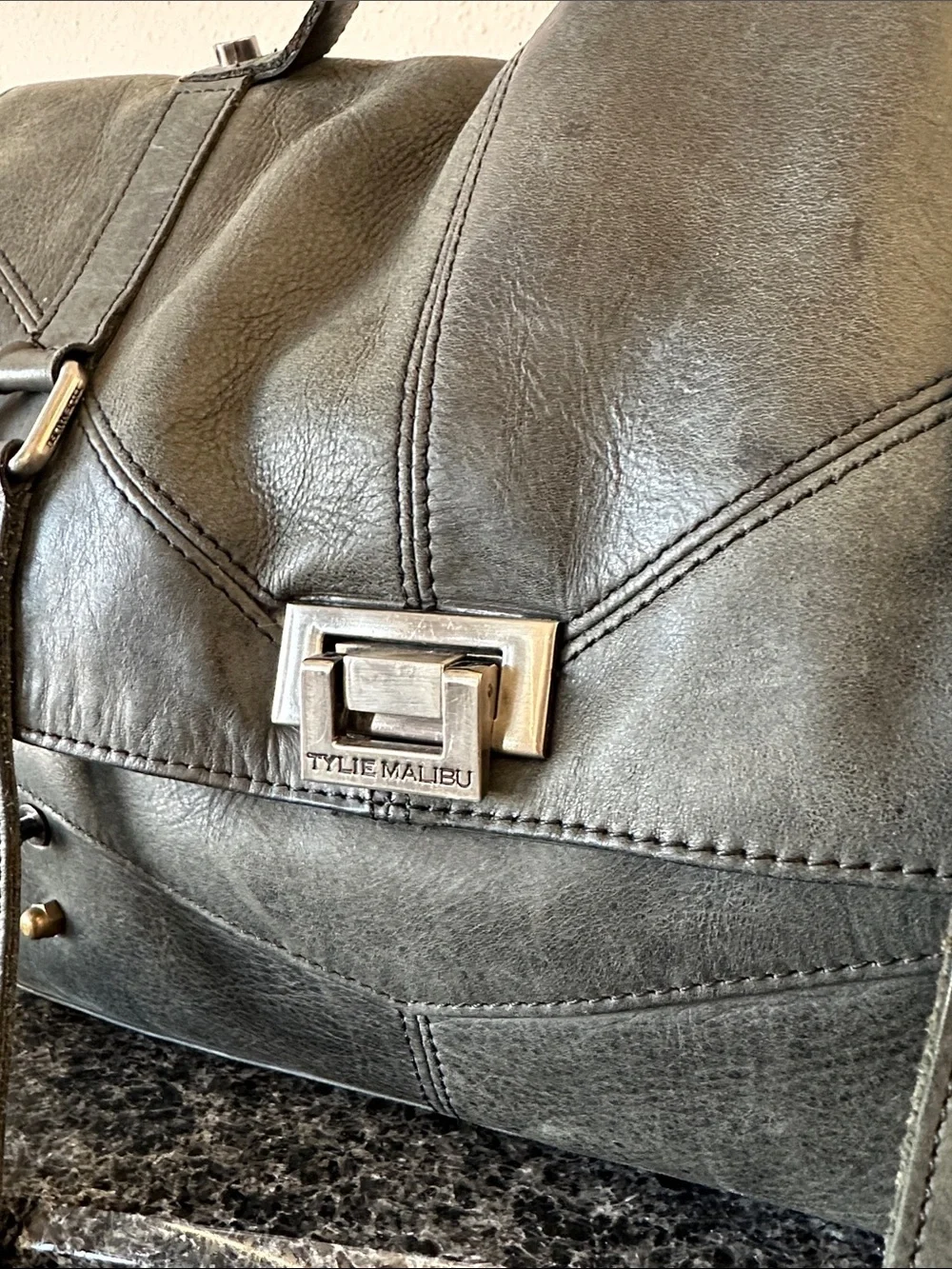 Tylie Malibu Leather Satchel crossbody in Dark Gray y2k style messenger